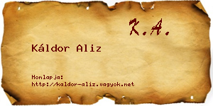 Káldor Aliz névjegykártya